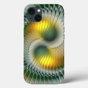Yin Yang Verde Amarillo Fractal Abstracto Colorido