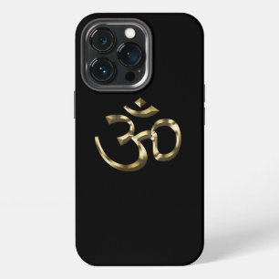 Funda Para iPhone 13 Pro Yoga, icono Om Aum, símbolo del hinduismo, negro d