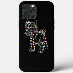 Funda Para iPhone 13 Pro Max Yorkie Con Luces De Navidad Dueño De Yorkie Cute X