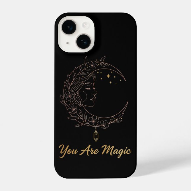Funda Para iPhone You Are Magic - Celestial Moon Goddess Black (Reverso )
