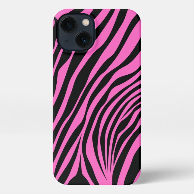Funda Para iPhone Zebra Piel Rosa Moderno Animales Girales Impresión (Reverso )