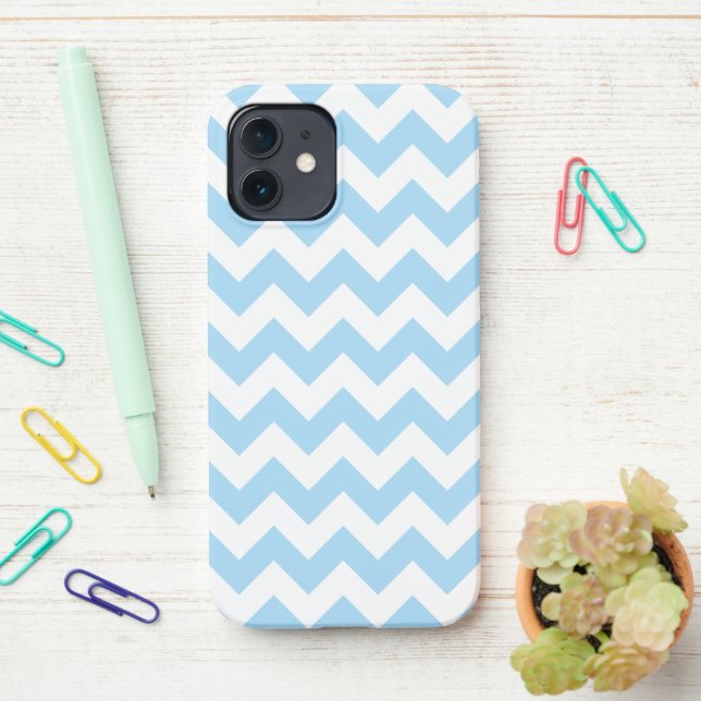 Funda Para iPhone Zigzag Azul, Chevron Azul, Patrón Geométrico (En el escritorio)