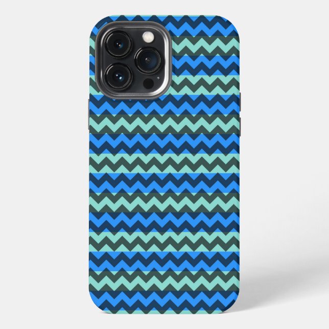 Funda Para iPhone Zigzag de Chevron Azul (Reverso )
