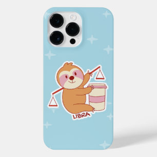 FUNDA PARA  iPhone 14 PRO MAX ZODIAC SIGNS WITH SLOTHS AND COFFEE LIBRA