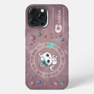 Funda Para iPhone 13 Pro Max Zodiac Virgo Cute Cat Wheel Planet Astrología