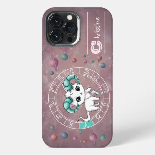 Funda Para iPhone 13 Pro Max Zodíaco Aries Rueda de Gato Planeta Astrología