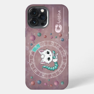 Funda Para iPhone 13 Pro Max Zodiaco Escorpio Gato Lindo Rueda Planeta Astrolog