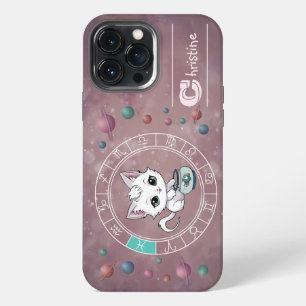 Funda Para iPhone 13 Pro Max Zodíaco Piscis Rueda De Gato Lindo Planeta Astrolo