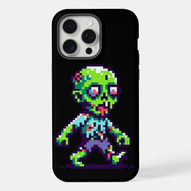 Funda Para iPhone zombie divertido de Halloween de 8 bits (Reverso )