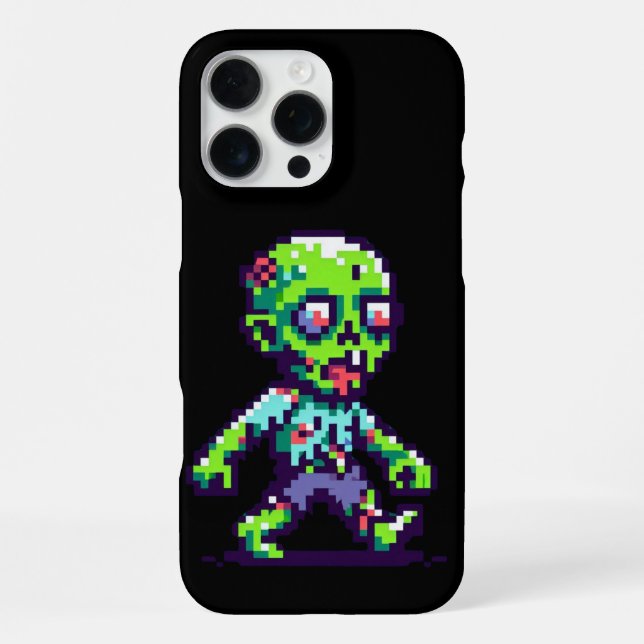 Funda Para iPhone zombie divertido de Halloween de 8 bits (Reverso )