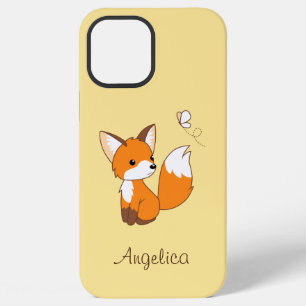 Funda Para iPhone 12 Pro Max Zorro Pequeño y Lindo Observando Mariposa