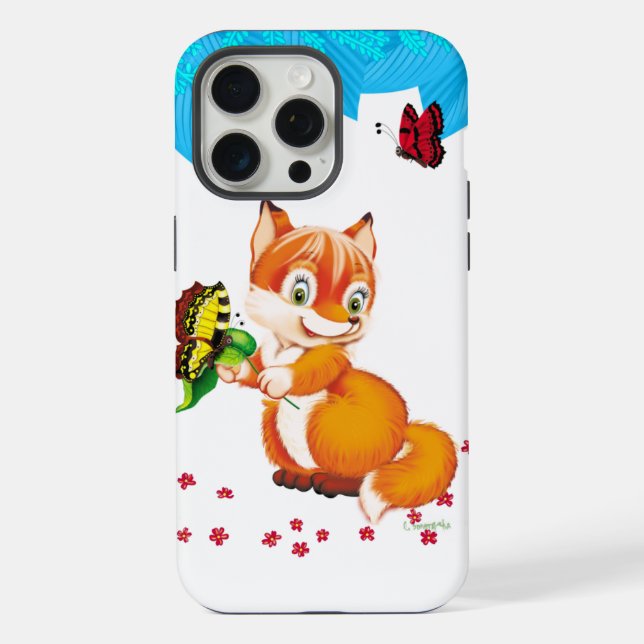 Funda Para iPhone zorro y mariposa (Reverso )