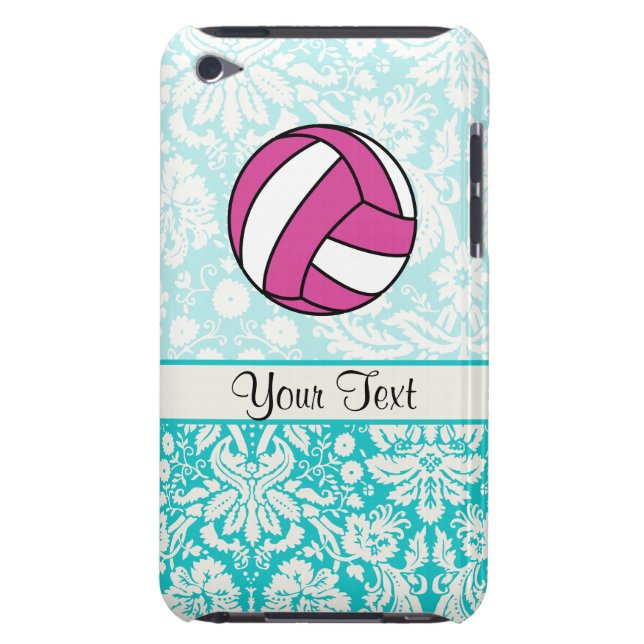Funda Para iPod De Barely There Voleibol rosado; Modelo del damasco (Atrás)