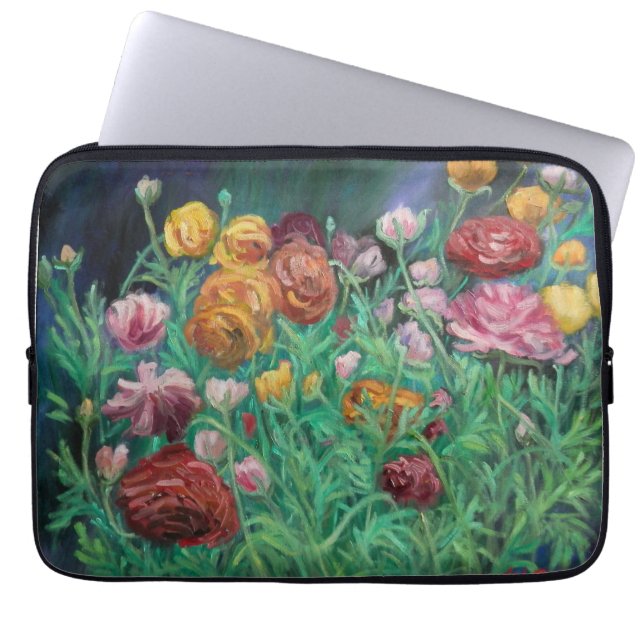 funda para laptop con diseño de flores (Frente)