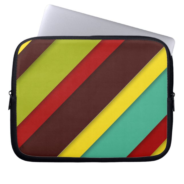 Funda para Laptop de Rayas Diagonales Coloridas –  (Frente)