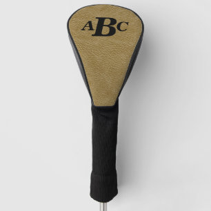 Funda Para Palo De Golf 3 letras Monograma Aspecto inicial de cuero marrón