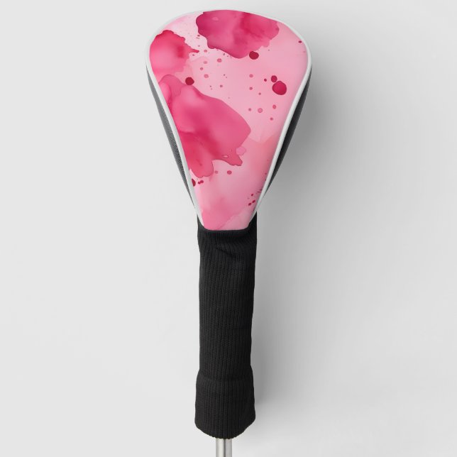 Funda Para Palo De Golf Abstracto Rosa sobre Rosa  (Anverso)