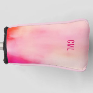 Funda Para Palo De Golf Abstrato acuarela Naranja de coral rosa monograma