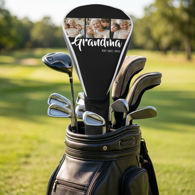 Funda Para Palo De Golf Abuela Estableció Moderno Script 3 Foto Negrita (Grandma Established Modern Bold Script 3 Photo Golf Head Cover)