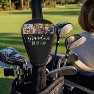 Funda Para Palo De Golf Abuela Estableció Negro 3 Foto Escritura Blanca