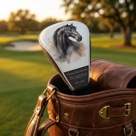 Funda Para Palo De Golf Acuarela Caballo Negro Amante Ecuestre Golf