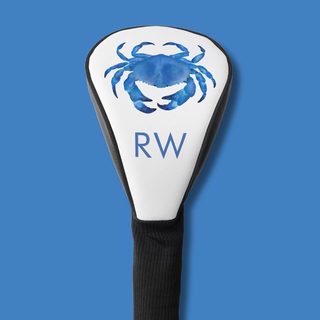 Funda Para Palo De Golf Acuarela de cangrejo azul personalizada (Personalized blue crab illustrated golf head cover)