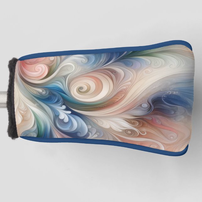 Funda Para Palo De Golf Acuarela Fantasía Pastel Floral Azul & Crema (Anverso)