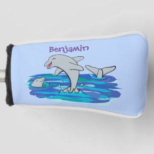 Funda Para Palo De Golf Adorables delfines felices ilustracion personaliza