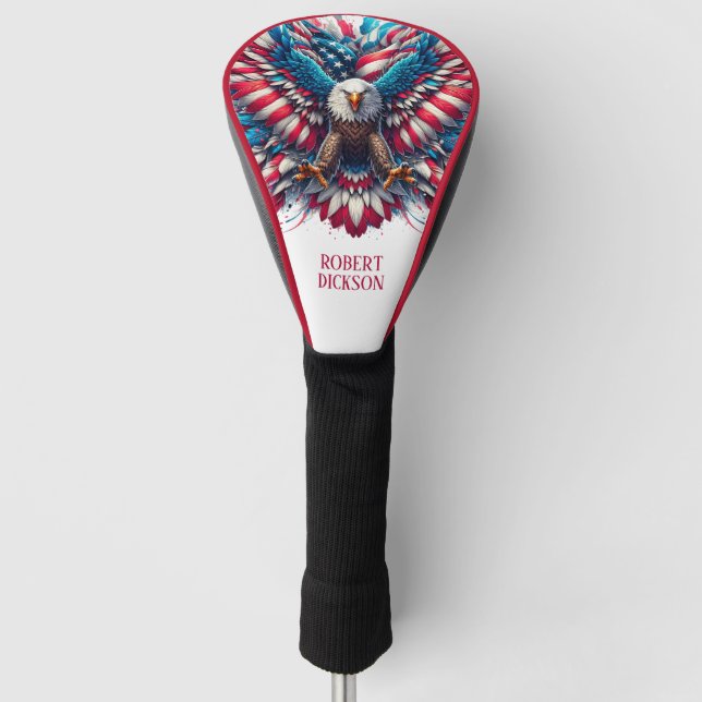 Funda Para Palo De Golf Águila Americana Patriótica (Anverso)