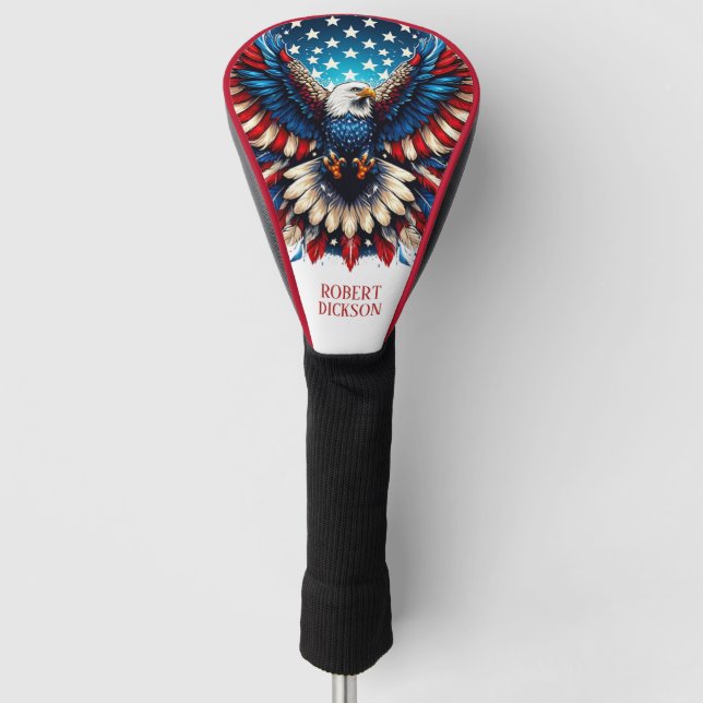 Funda Para Palo De Golf Águila Americana Patriótica (Anverso)