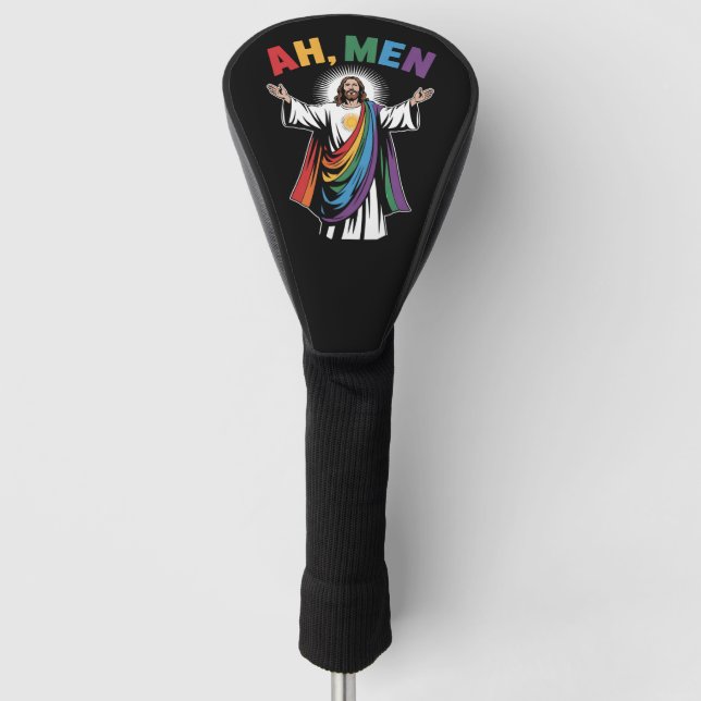 Funda Para Palo De Golf Ah Men Funny Jesús Orgullo Gay LGBTQ Arcoiris (Anverso)