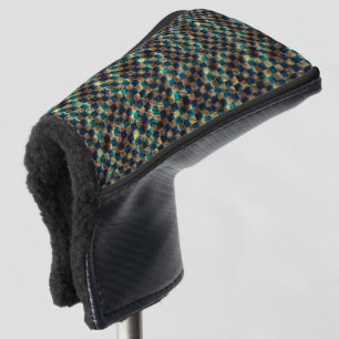 Funda Para Palo De Golf Ajedrez sucio y efecto rayado, azul y amarillo