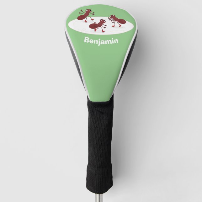 Funda Para Palo De Golf Alegres hormigas rojas patinando sobre hielo dibuj (Anverso)