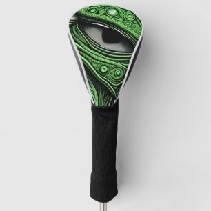Funda Para Palo De Golf Alien verde con fondo de líneas de degeneración