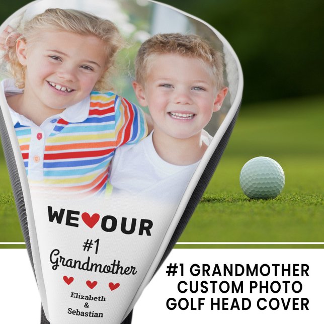 Funda Para Palo De Golf Amamos a nuestra abuela... (We heart our Grandmother Photo Name Grandchildren Golf Head Cover)
