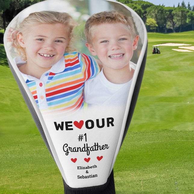 Funda Para Palo De Golf Amamos a nuestros abuelos de foto (We love our Grandfather Photo Name Grandchildren Golf Head Cover)