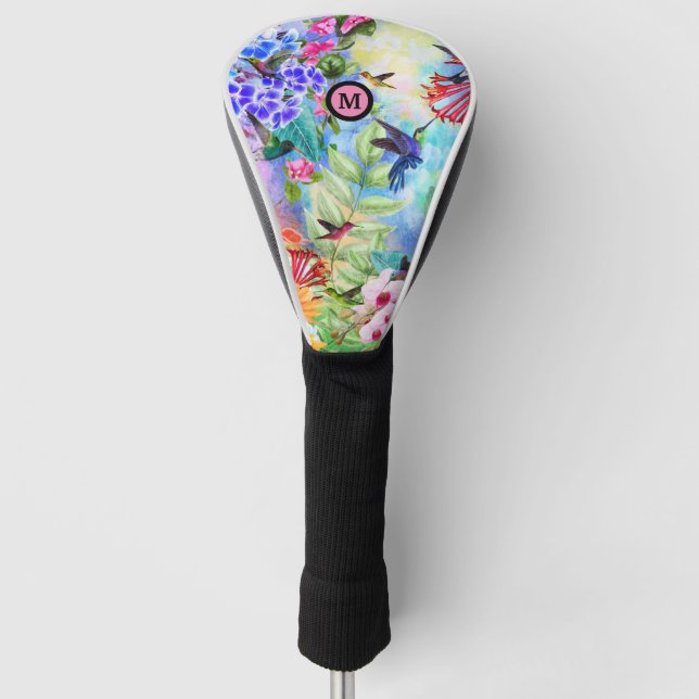 Funda Para Palo De Golf Amantes y flores iniciales (Anverso)