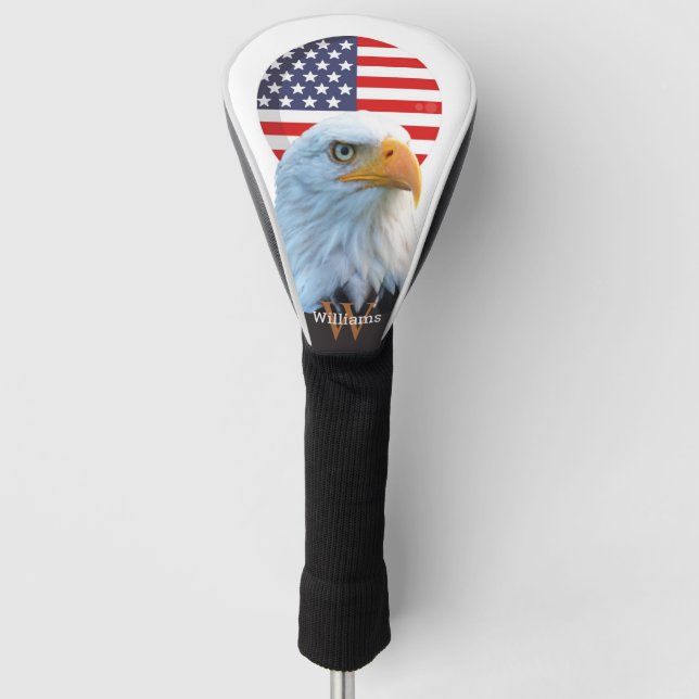Funda Para Palo De Golf AMÉRICA BALD EAGLE YELLOW Monograma (Anverso)