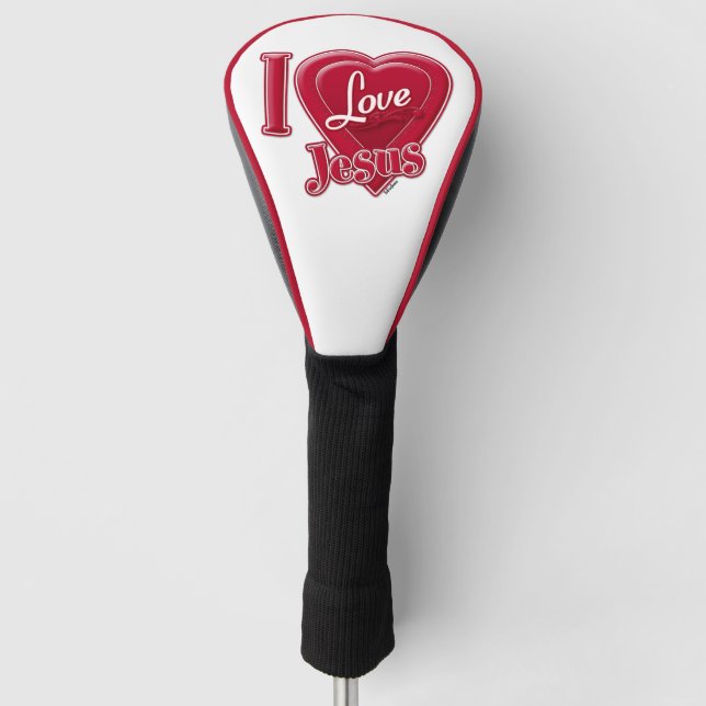 Funda Para Palo De Golf Amo a Jesús Corazón Rojo (Anverso)