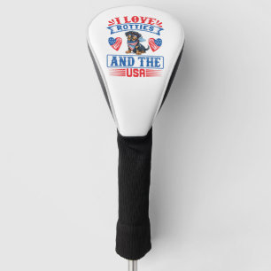 Funda Para Palo De Golf Amo a los Rotties y a los EE. UU.