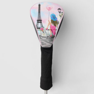 Funda Para Palo De Golf Amo París - Bonito y globo rosa de corazón