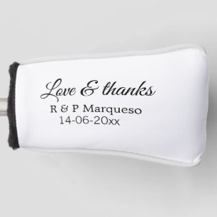 Funda Para Palo De Golf Amor & gracias agregar nombre de la pareja boda ag