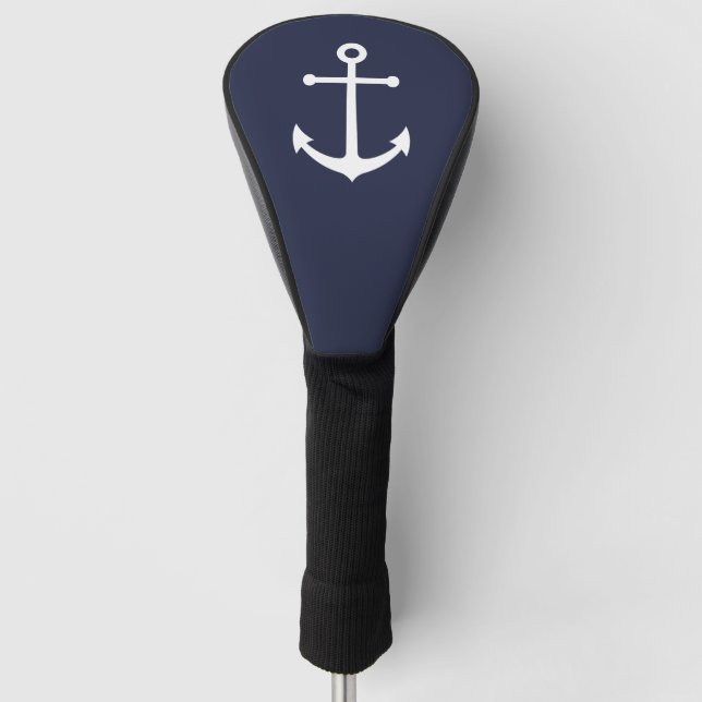 Funda Para Palo De Golf Anclaje blanco nautico sobre azul marino (Anverso)