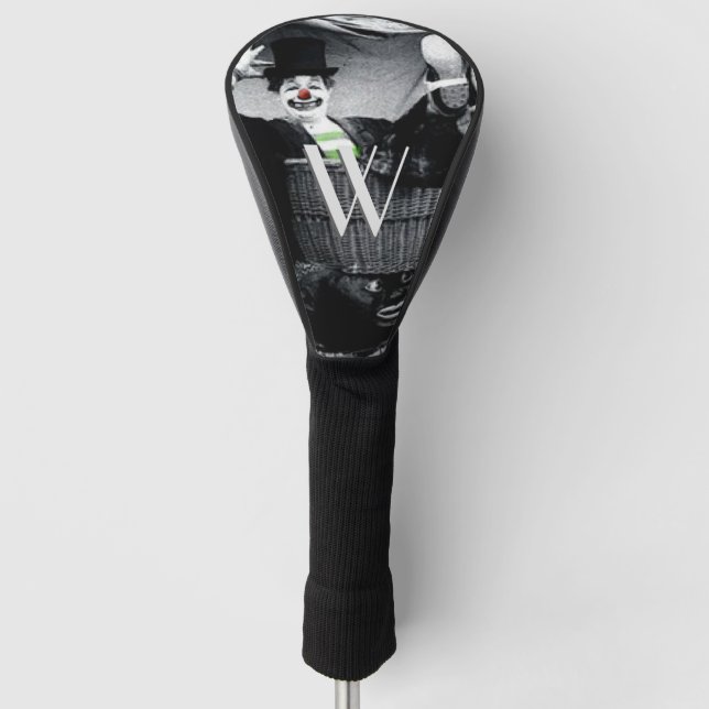 Funda Para Palo De Golf Antiguo Black and White Photo de un payaso desagra (Anverso)