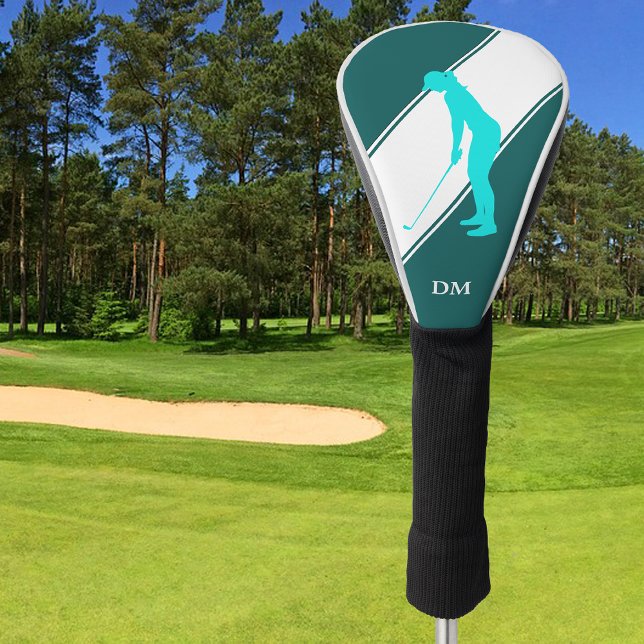 Funda Para Palo De Golf Aqua Blue Golfer en blanco Verde azulado (Subido por el creador)
