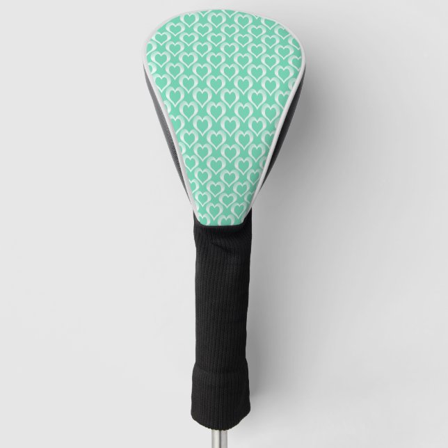 Funda Para Palo De Golf Aquamarine White Hearts Pattern (Anverso)