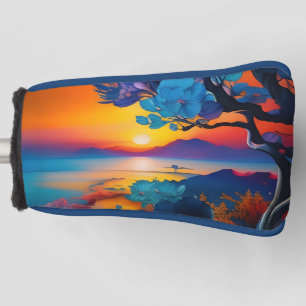 Funda Para Palo De Golf Árbol floreciente en el lago al amanecer