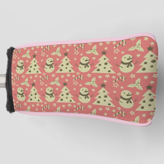 Funda Para Palo De Golf Árboles de Navidad retro estrella de berry caramel (Anverso)
