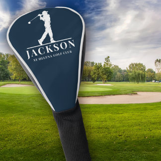 Funda Para Palo De Golf Arco de golf personalizado Monograma Azul de la Ma