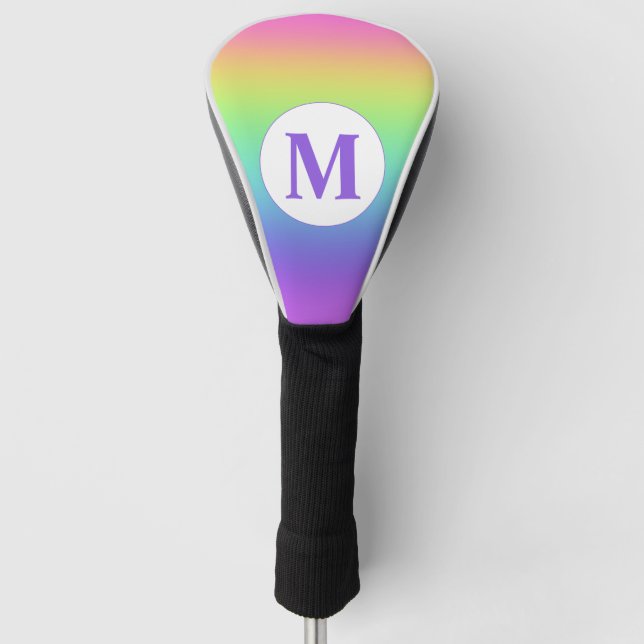 Funda Para Palo De Golf Arcoíris de Monograma (Anverso)